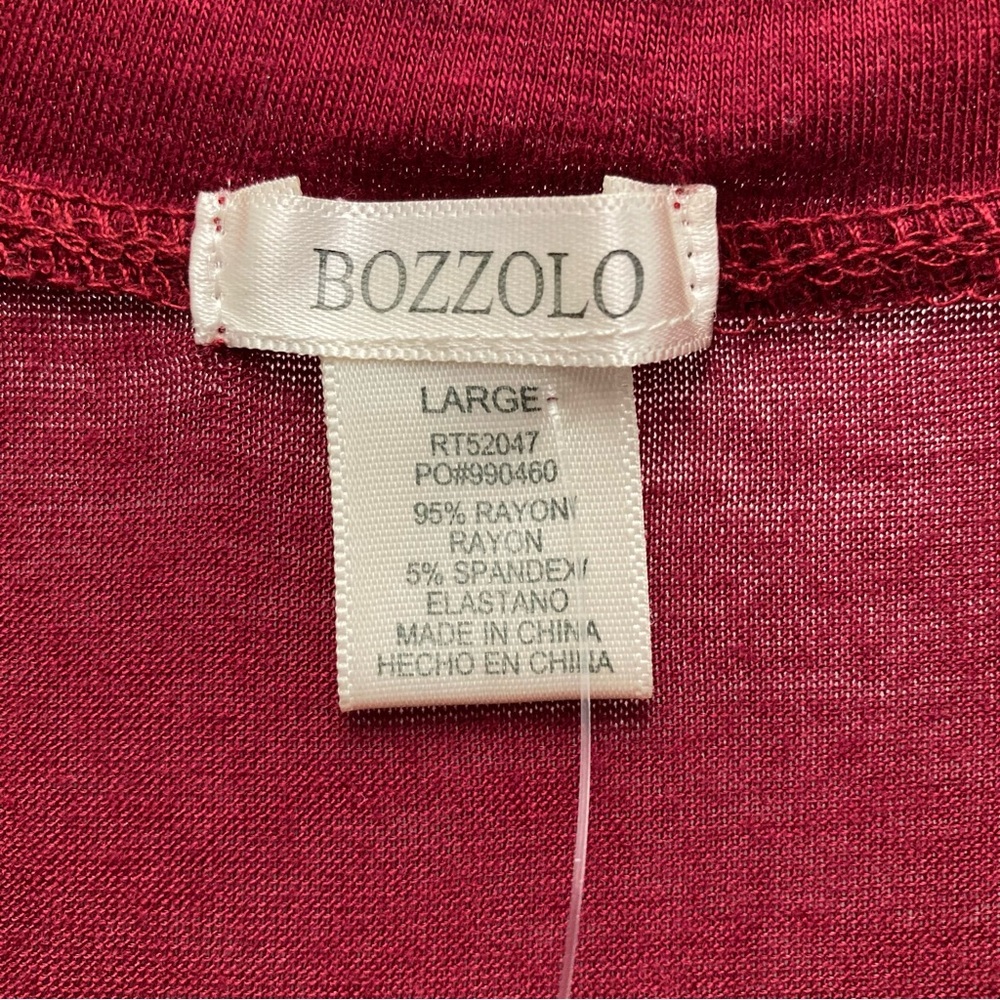 Bozzolo V-Neck Short Sleeve Loose Fitting Tee, Size Large, Color:Maroon - Picture 3 of 3